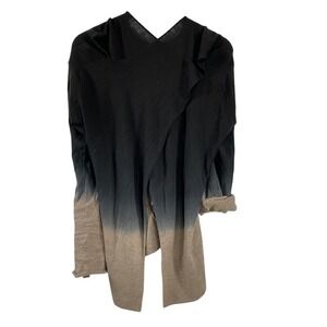 Emu Womens 100% Pure Merino Wool Roll Tab Sleeve Wrap Cardigan Sweater M Coastal